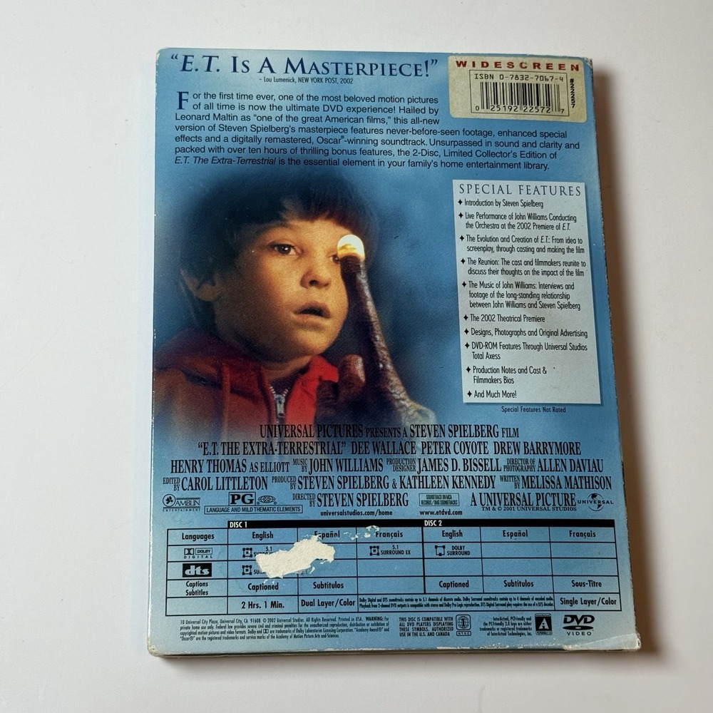 E.T. The Extra-Terrestrial 2 Disc Limited Collector's Edition DVD set‎ - Picture 2 of 5